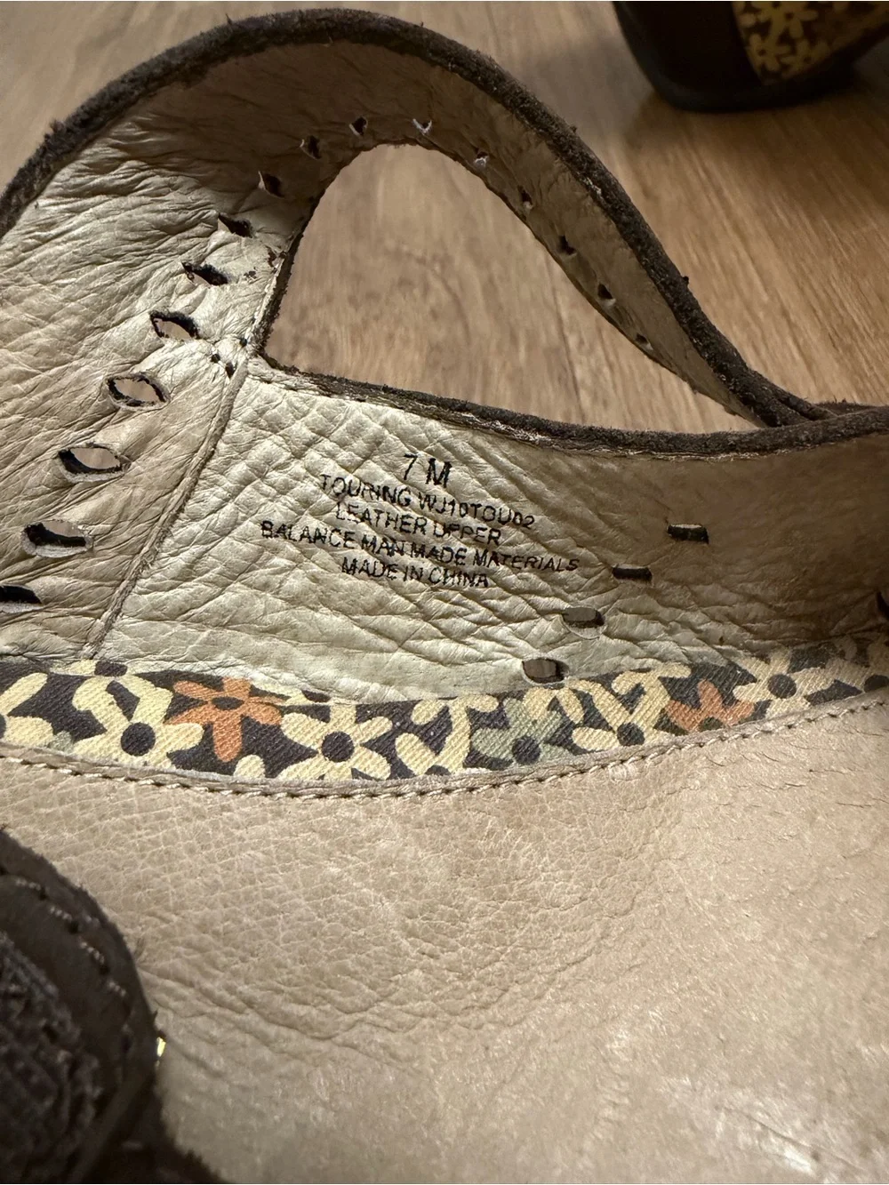 Jambu Brown Leather Peep Toe Sport Wedge Mary Janes with Cutout Detail